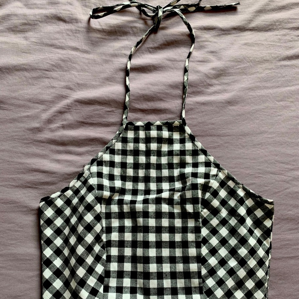 Checker print halter neck crop top picnic pattern